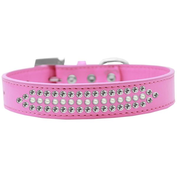 Mirage Pet Products Ritz Pearl & Clear Crystal Dog CollarBright Pink Size 16 620-1 16-BPK